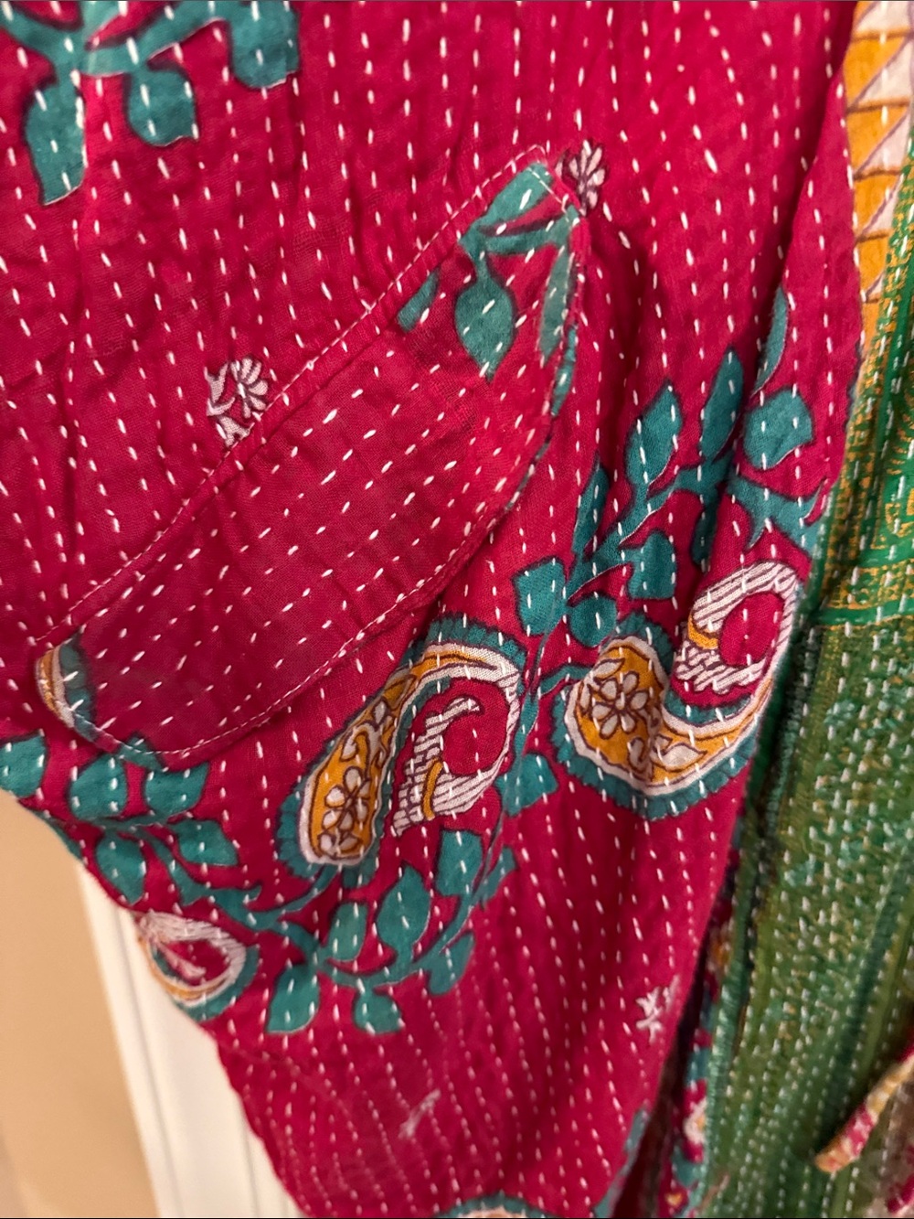 Kantha Bae Vibrant Pink Floral Boho Kimono Cover-Up - Picture 3 of 5